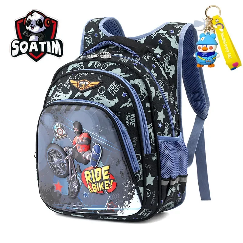 Mochilas escolares 3D impermeables para niños y niñas, mochila escolar ortopédica primaria de dibujos animados, bolsa para libros de grado 1-3