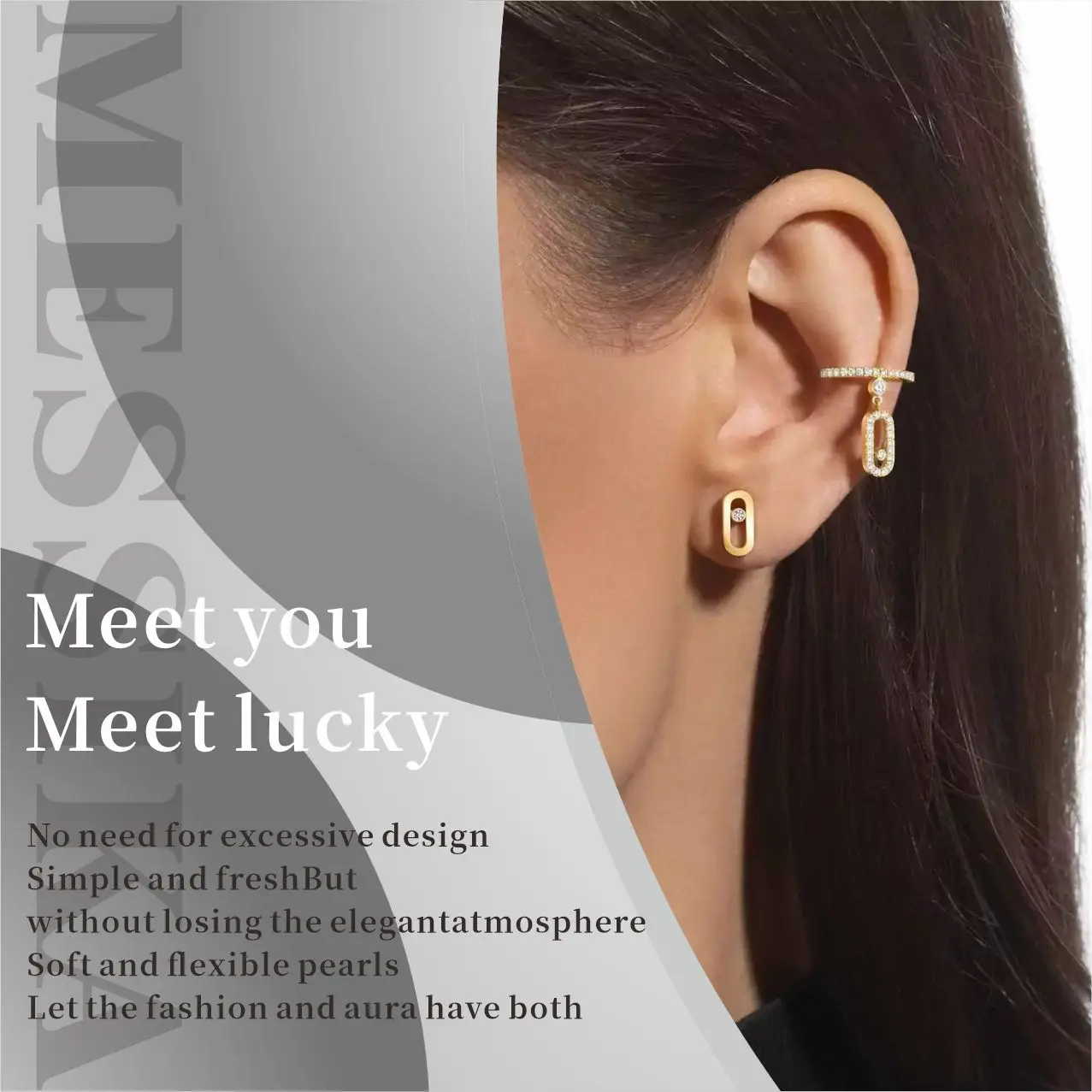 2024 New INS Luxury Stud Earrings For Women Messik 925 Sterling Silver Jewelry MOVE UNO Christmas Wedding Fashion Jewelry