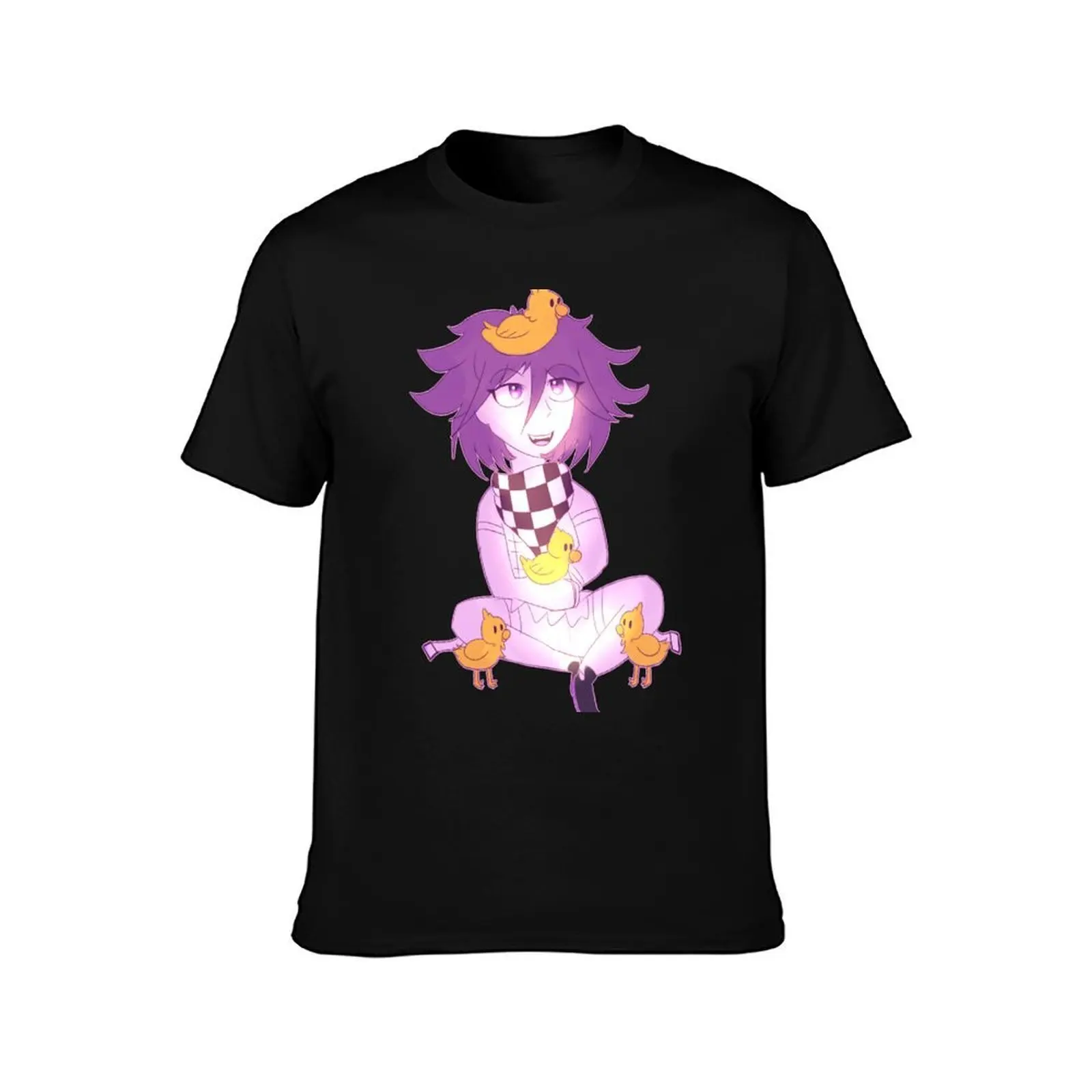 Kokichi with Ducklings T-Shirt, Summer Casual Cotton Tee, Oversized Streetwear Tops, Vintage Graphic Print, Unisex Men Women