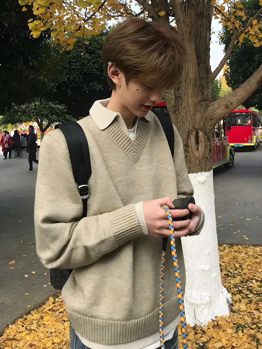 

Oversized Knitted Sweater Men's Autumn Winter Ocean Collar Cool Haome Lazy Sle Korean Faion Knitwear Outerwear