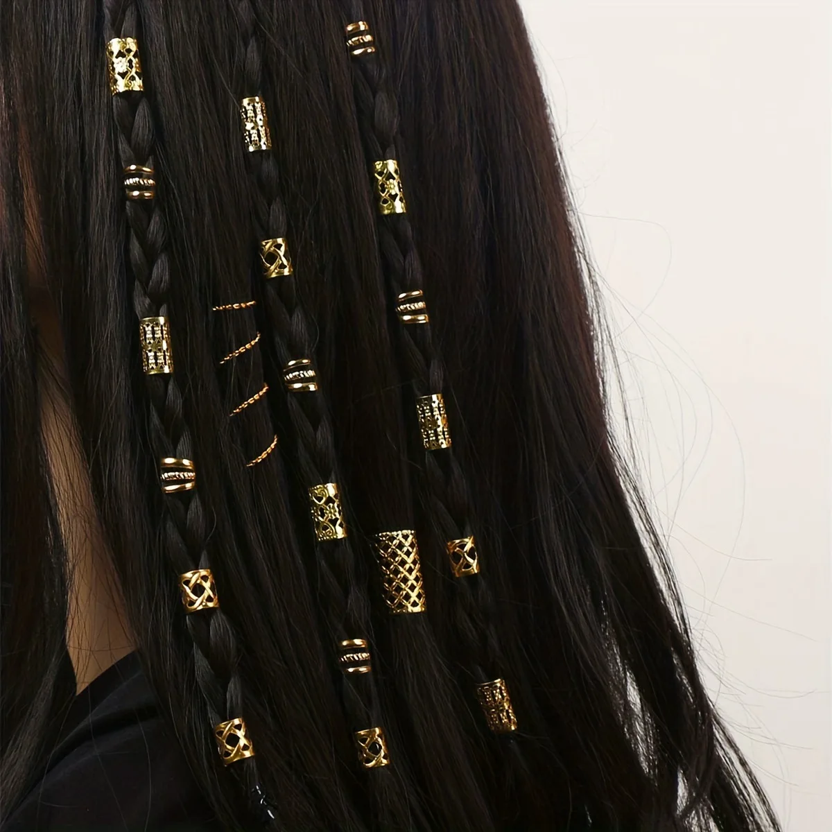 90pcs Hollow Out Hair Ring Diy Dreadlocks Beads Hair Braid Rings Clips Dread Locks Hair Braiding Metal Cuffs Decoration