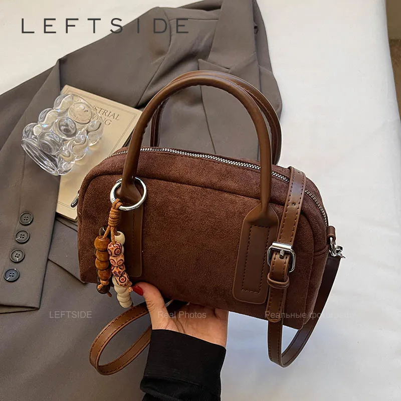 

LEFTSIDE Small PU Leather Short Handle Shoulder Bag for Women 2025 Winter Luxury Crossbody Bag Lady Designer Green Handbags
