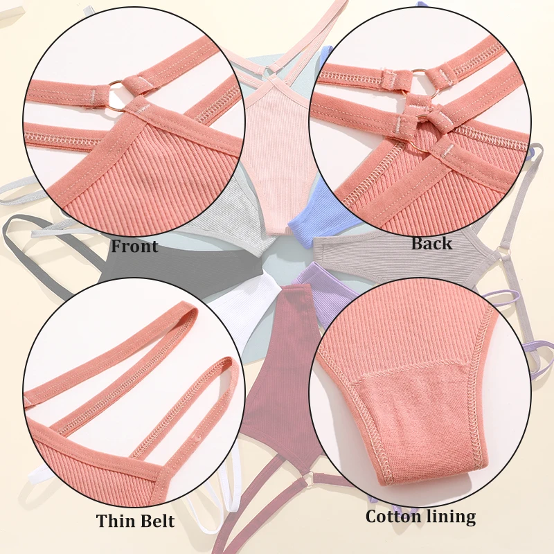 Women Sexy Cotton Thongs Panties Low Waist Thin Belt Female G-String Female Underwear Solid Color T-Back Soft Intimates Lingerie