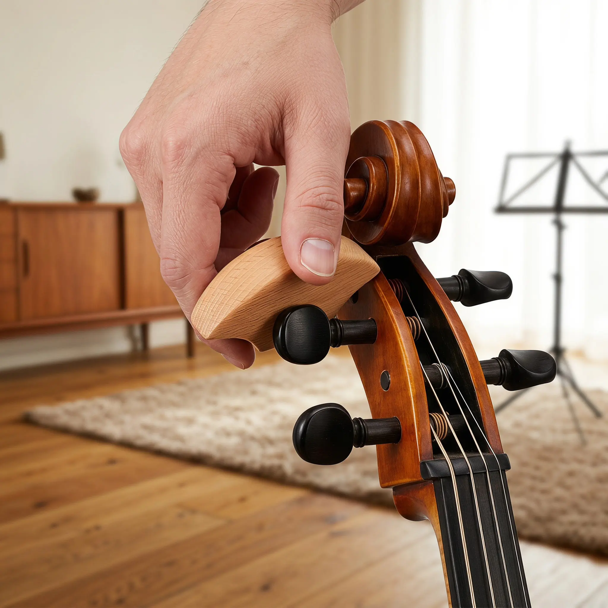 Wooden Cello Tuning Peg Tool Ergonomic Peg Turner Tuning Accessory for String Adjustment Orchestra Practice Instrument Helper