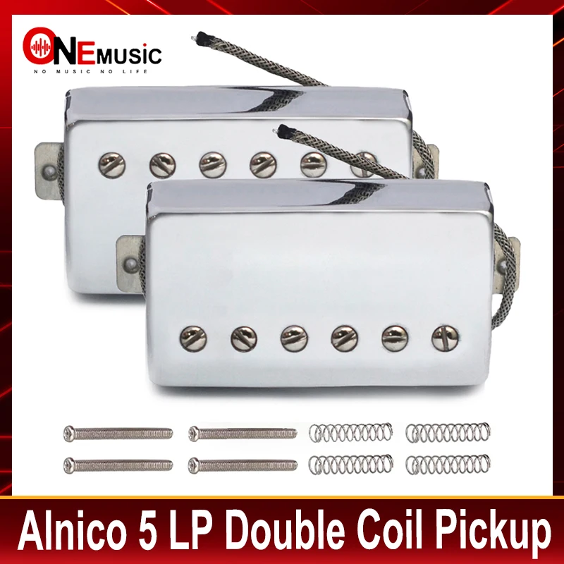 Alnico 5 LP Humbucker Guitar Pickup Set Chrome Neck & Bridge Alnico V Pickup Chrome