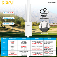 Plery Outdoor 4G LTE Router IP66 Waterproof With POE/DC Power Detachable Antennas For Surveillance Camping Construction Site