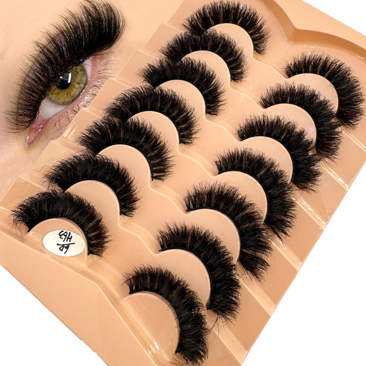 AMSDCN 7 Paar künstliche Nerzwimpern, flauschig, natürliches Aussehen, falsche Wimpern, Volumen, Wispy Fox/Cat Eye, gekreuzte dicke gefälschte Wimpernverlängerung