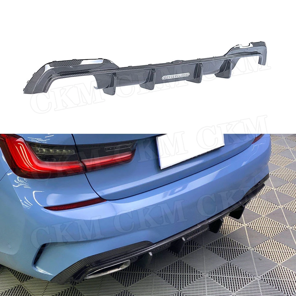

CKMUUER Dry Carbon Fiber Rear Bumper Lip Diffuser For BMW 3 Series G20 2019 2020 Skid Plate Spoiler Car Body Kits