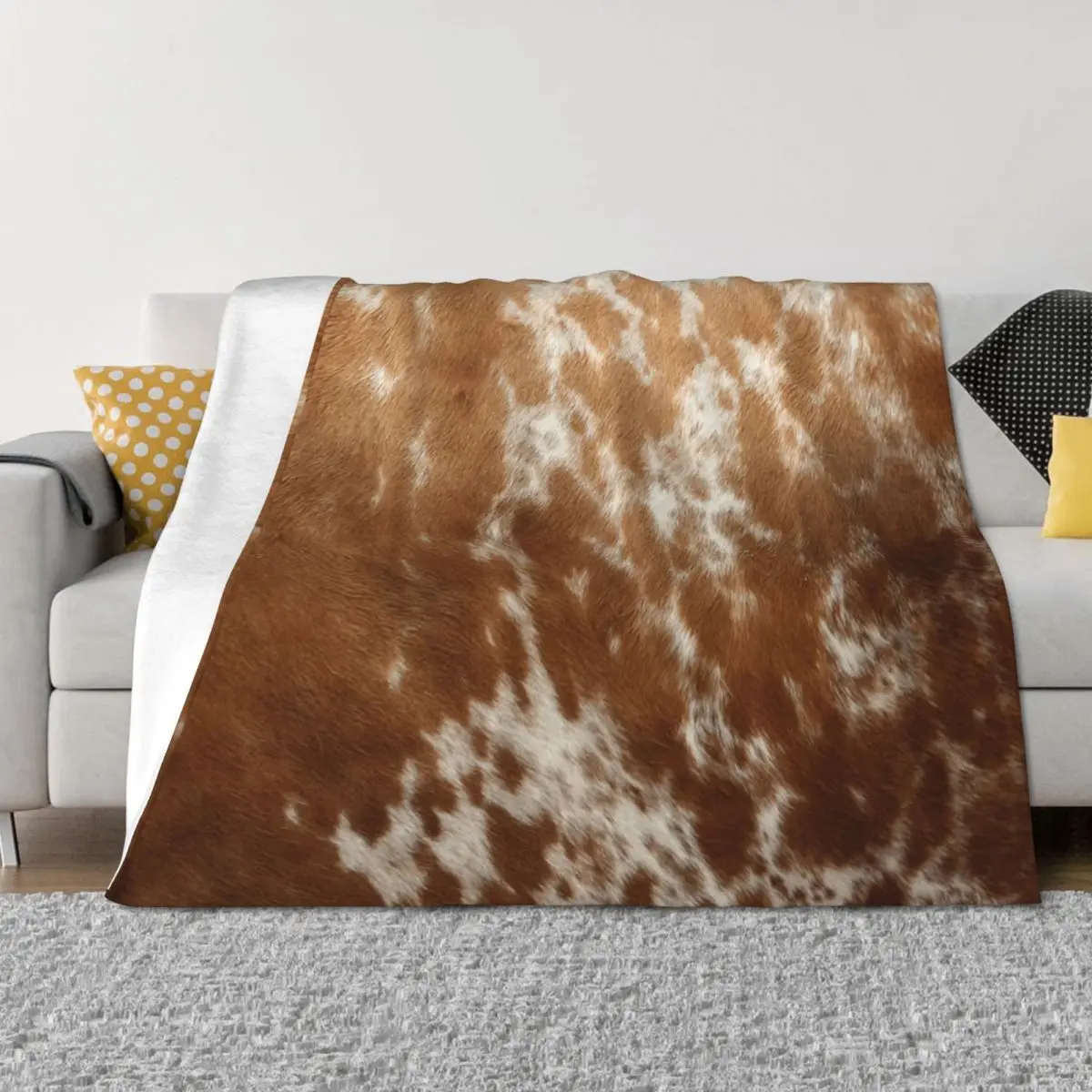 

Western Cowhide – Light Brown and White Throw Blanket Decoratives for winter Bed covers wednesday Blankets