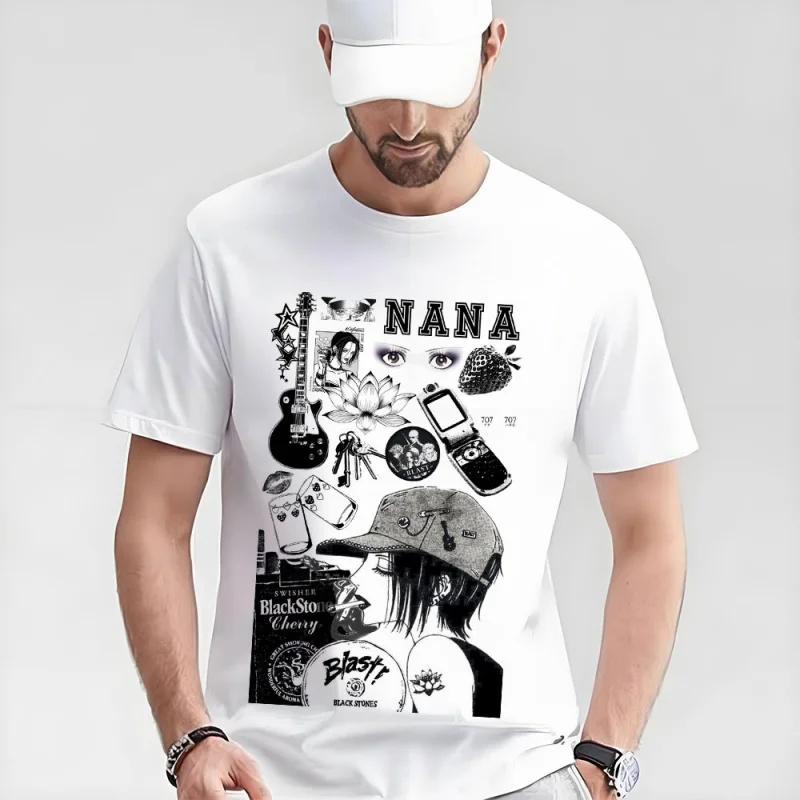 

Nana Osaki 0330 The Black Stones Punk Band Manga Gift T shirt Large size Tops Anime Girl Graphic Print Y2k Clothes Cartoon Tee