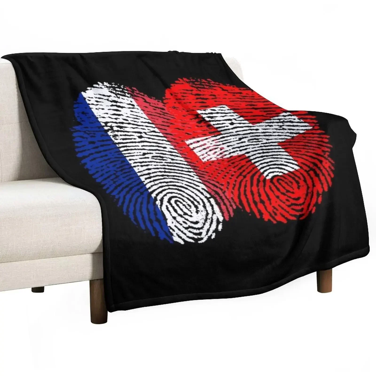 

France Switzerland Flags Fingerprint united Throw Blanket Flannels Soft Big Polar Loose Blankets