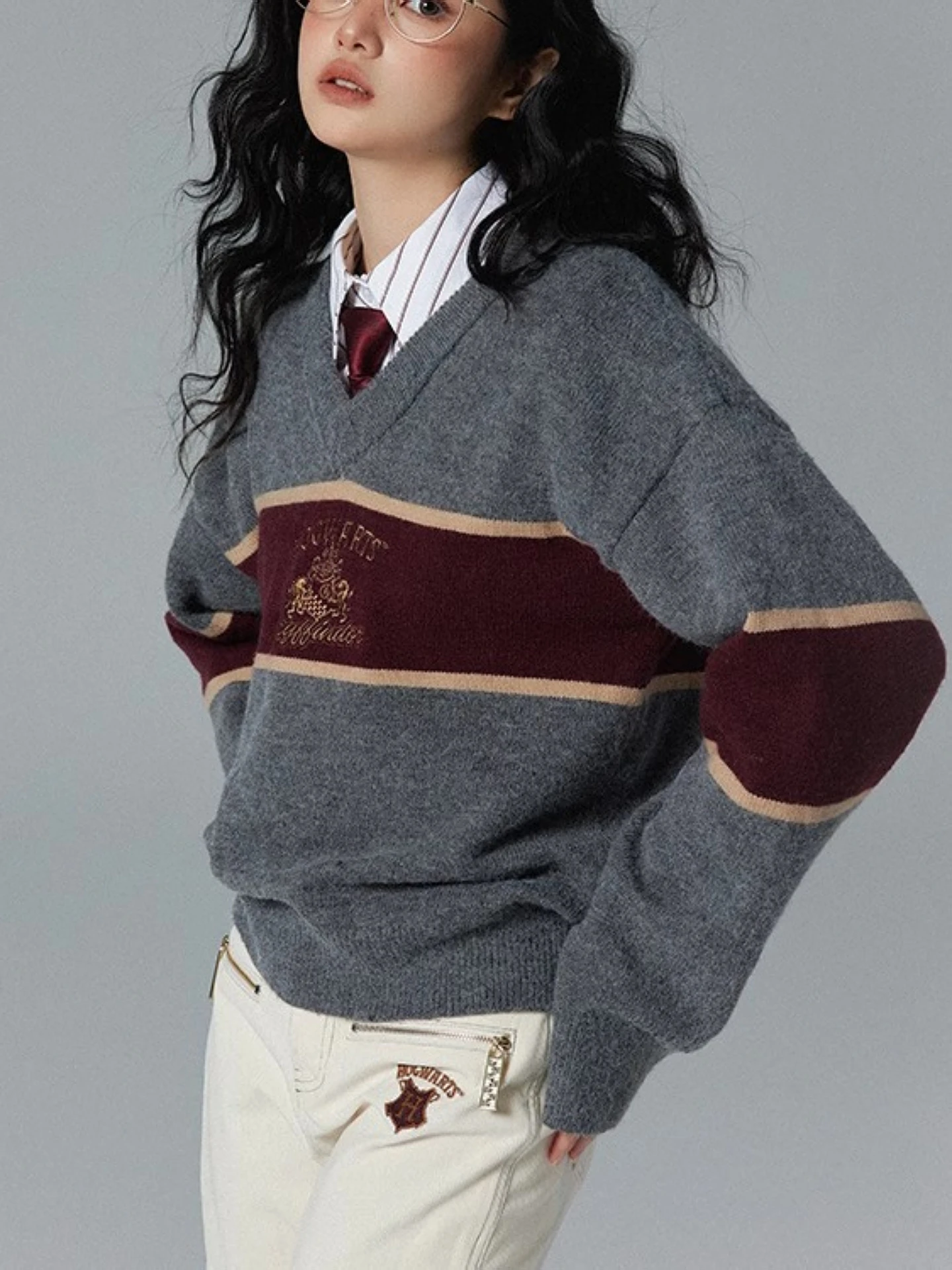 Sweet Sle Women's Knitted Sweater V-Ne Base irt Spring Autumn Winter Thiened Warm Long Sve Stripe Patterned Colleg...