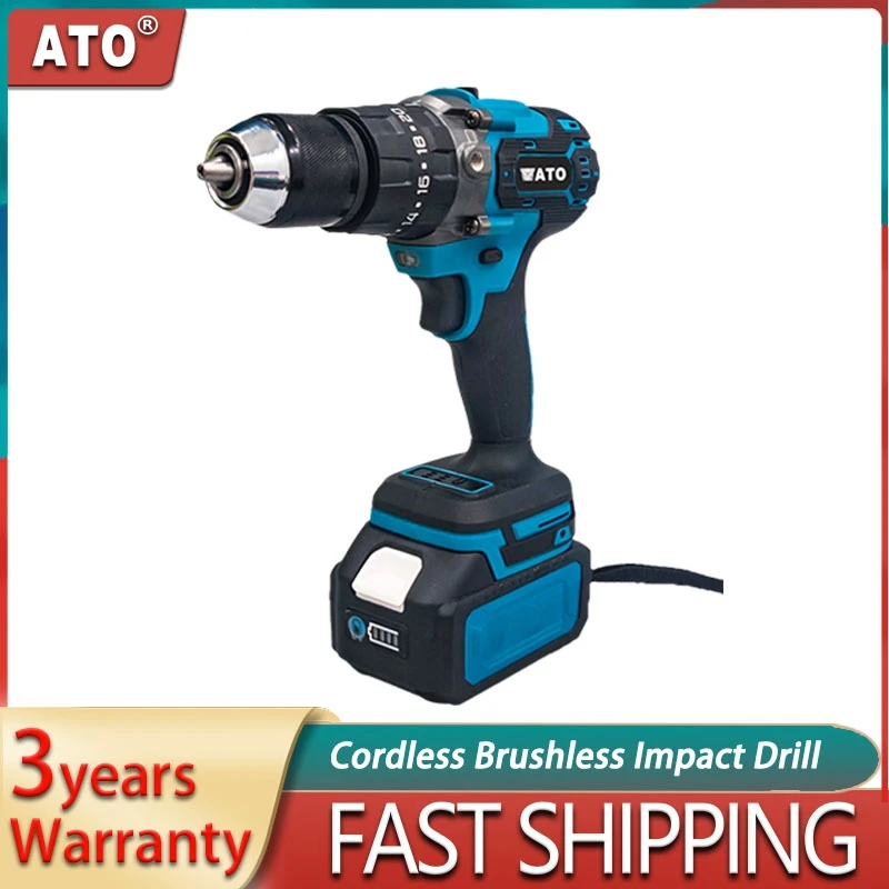 ATO High Precision Power Tools Cordless Brushless impact Drill Power Tool For Makita 18v Battery