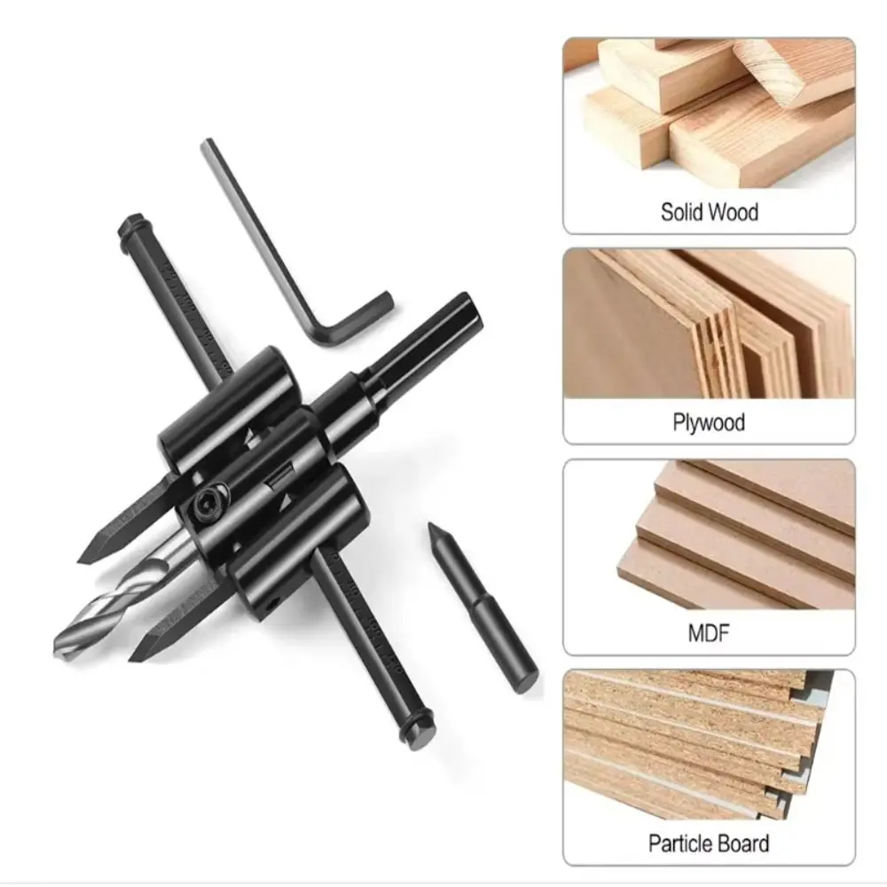 

Adjustable Hole Cutter Aircraft Type Hard Woodworking Drill Bit High Strength 45 Degrees Chamfer Circle Hole Cutter Professional