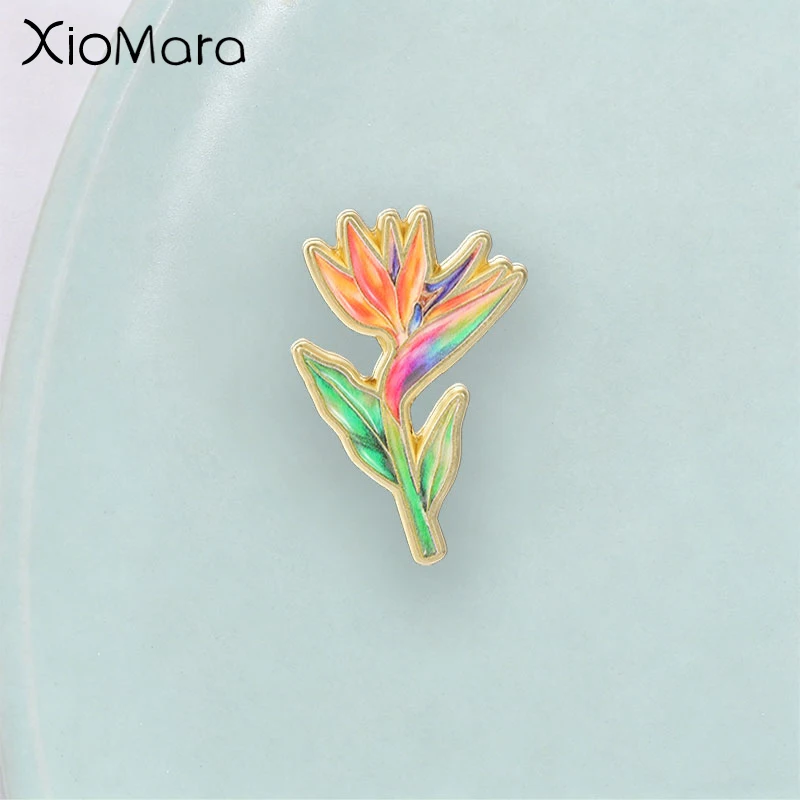 Rainbow Gradient Bird of Paradise Flower Enamel Pin, Elegant Strelitzia Badge, Fashion Accessory, Gift for Plant Lovers