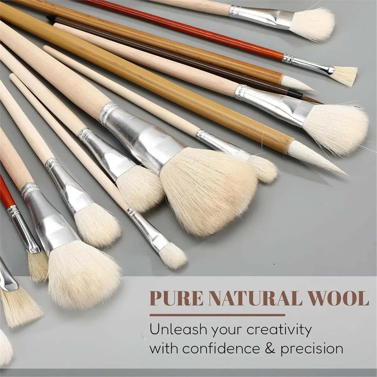 24 Pcs Pottery Brushes for Glazing, with Long Handle Different Shapes Wool Soft Bristle Paintbrush Tool for Pottery