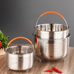 2-8L Stainless Steel Steamer Basket Instant Pot Accessories Instant Cooker with Silicone Covered Handle Draining Steam Basket
