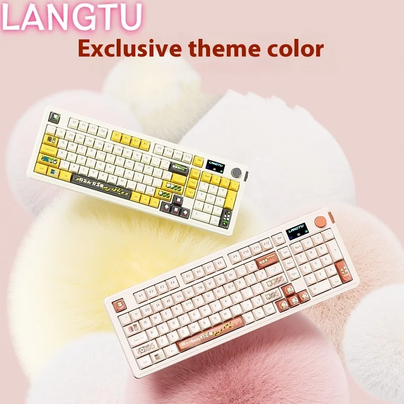 

LANGTU V981 Wired Mute Keyboard Girls Office High-Looking Cute Mouse And Keyboard Set Game Color Screen Rgb Lamp