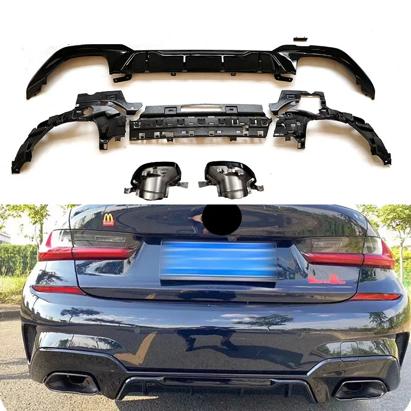 Rear Bumper Diffuser Spoiler Lip Trunk Wing Body Kit Splitter Cover Trim For BMW 3series G20G28 M340i MP