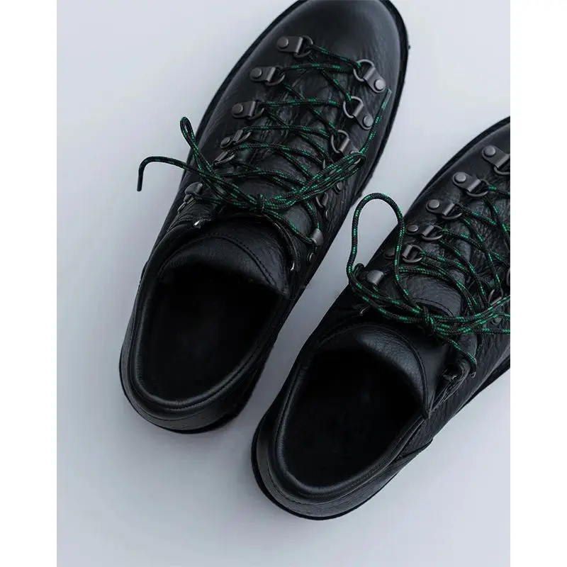 트렌디한 아웃도어 등산화 남성 캐주얼 작업용 가죽 신발 두꺼운 밑창 키높이 통근용 라운드 토 고무 밑창