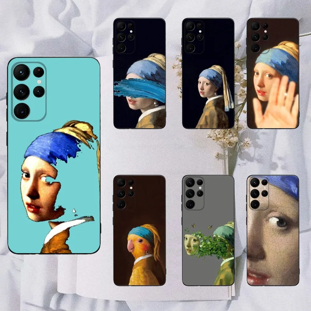 Girl With A Pearl Earring Vermeer Phone Case For Samsung Galaxy A20,A21s,A22,A31,A32,A52,A53,A72,73,A80,A91 Soft Black Cover