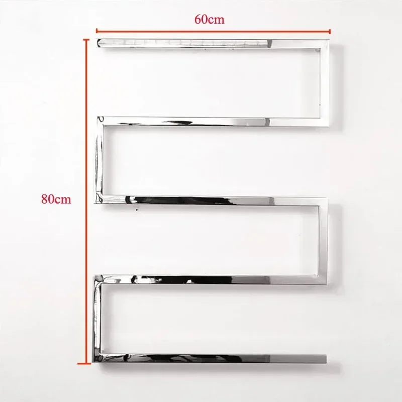 2023 Russia Nickel Color Heated Towel Warmer Rack For Bathroom 110-240V Size 80x60cm 304 Stainless Steel Shower Room Towel Bar