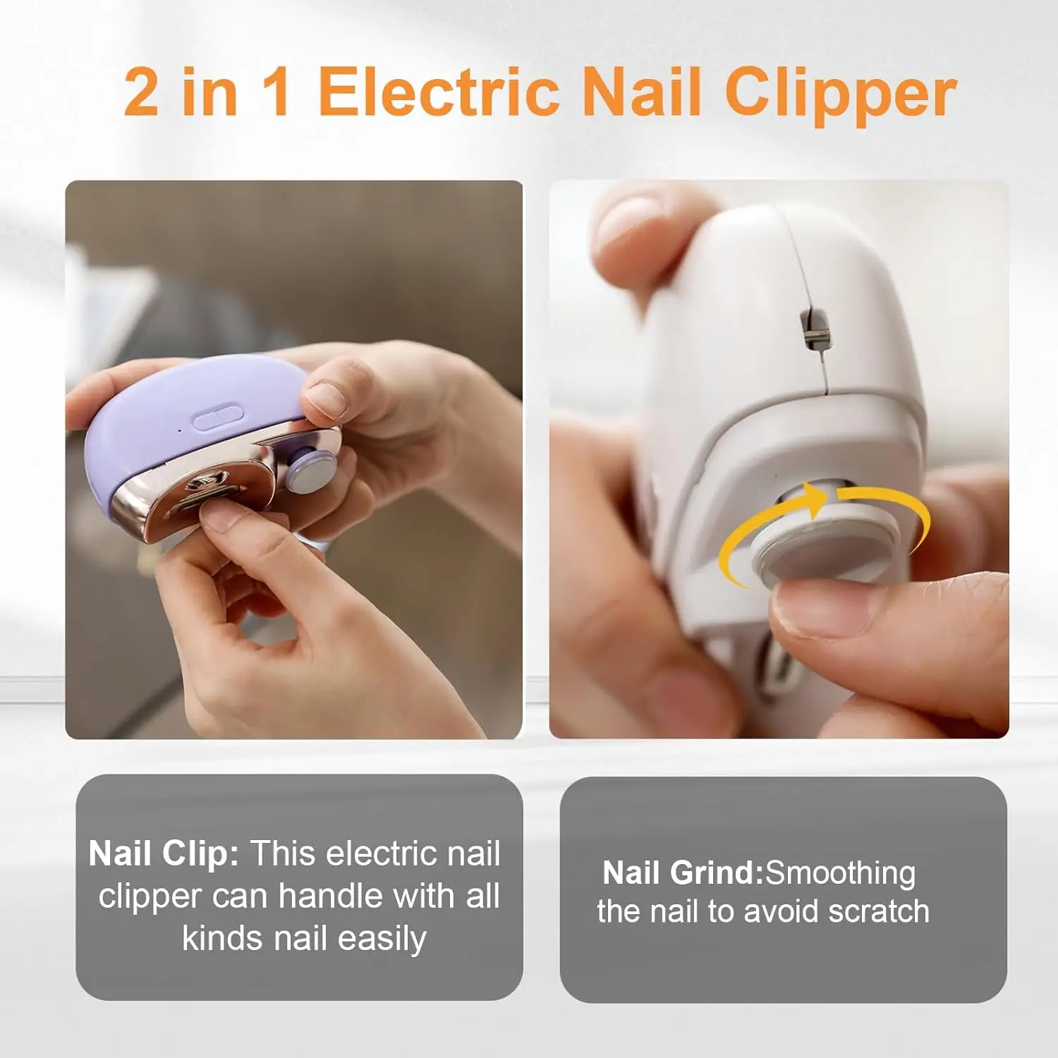 

2 In 1 Electric Nail Clippers Manicure Anti-Splash Nail Trimmer For Baby Finger Toe Scissors Nail Cutter Nail Machine