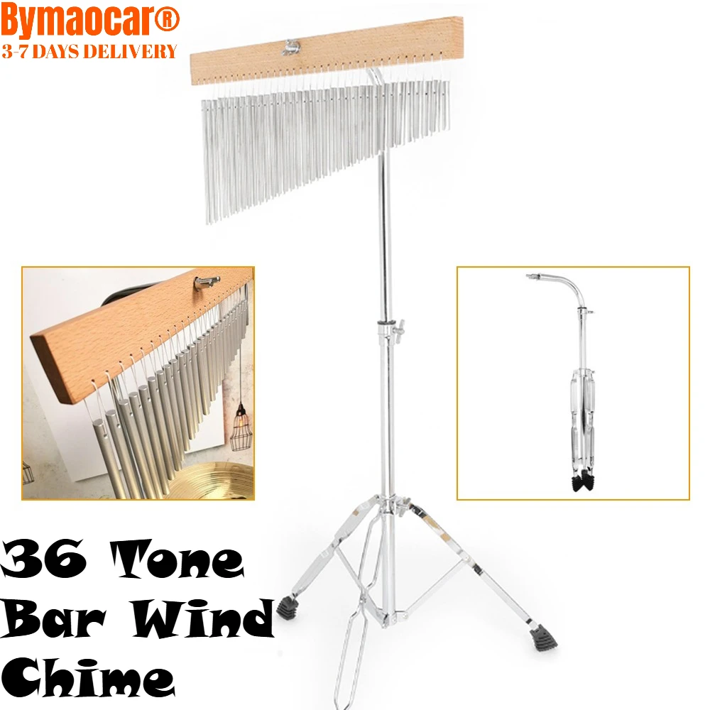 

36 Tone Bar Wind Chime, Single Row Music Bell with Mounting Adjustable Bracket, Aluminum Alloy with Tripod Stand and Percussion