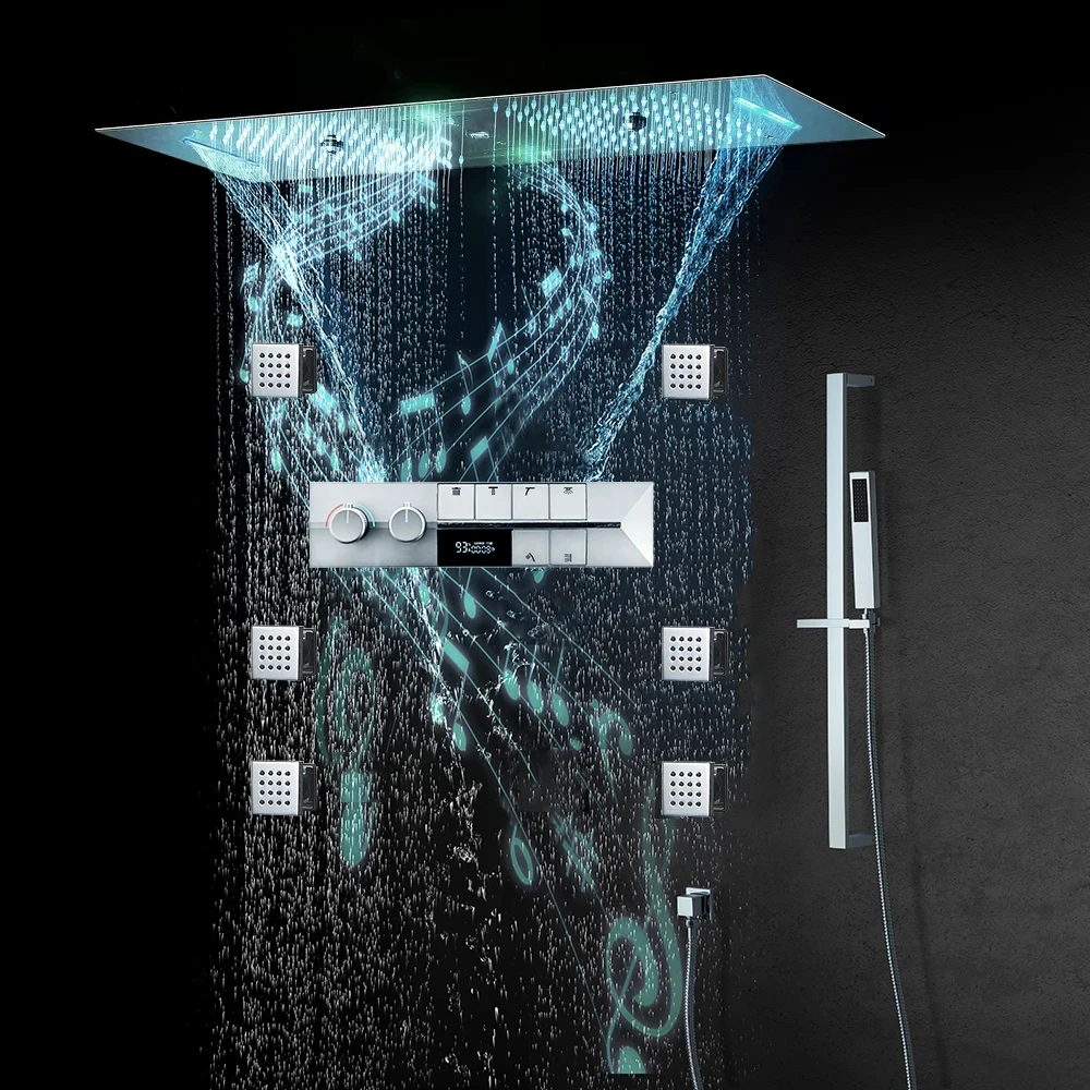 

Ванная комната Спа, 6-функциональная душевая система, гостиничные пары, принятие душевой насадки с дождевой насадкой, умный термостатический набор смесителей для душа