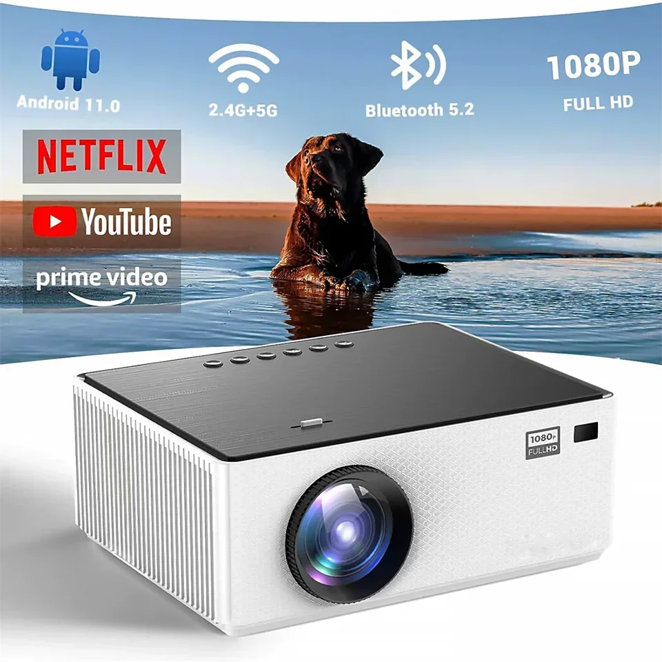 

New Smart 3D Projector Android 11 4K 1920*1280P HT20 Dual Wifi 400ANSI BT5.2 Cinema Outdoor Portable Projetor Home Theatre
