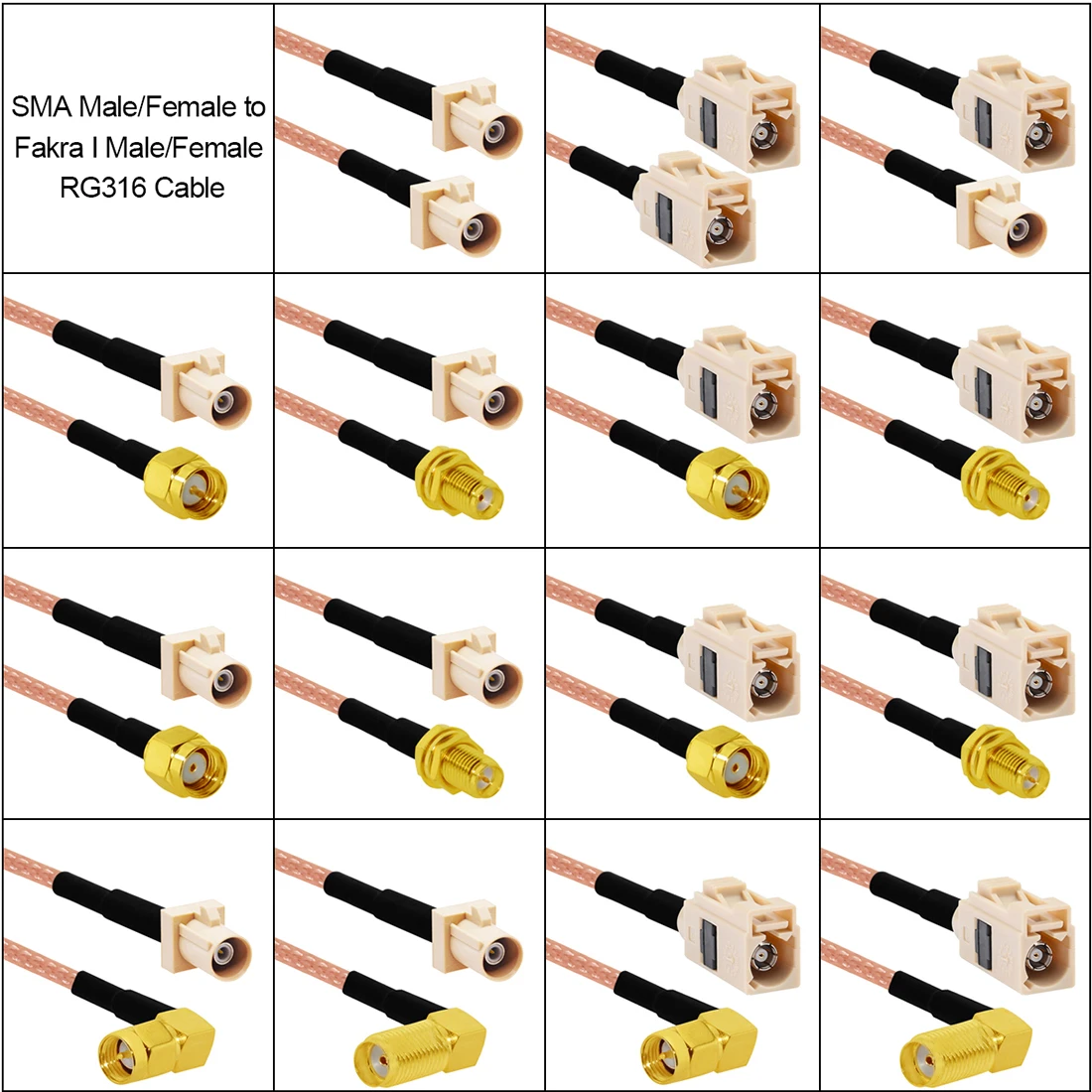 Fakra plasticine típusa Apaállat Női beigeto SMA dugasz jacket Copf Vezeték Adapter RG316 15cm /30cm/50cm/100cm Nagybani Új számára autó Csatol vmihez