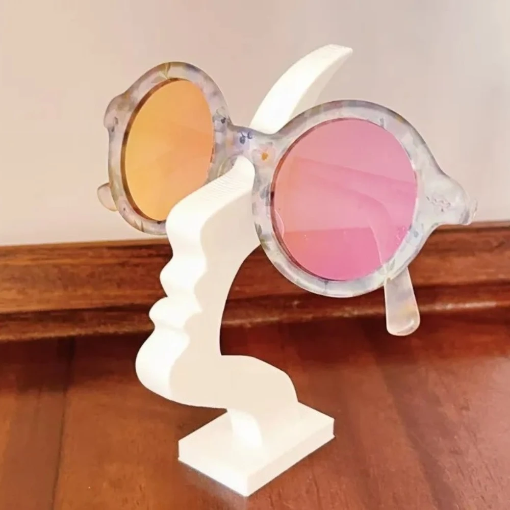 1 Minimalist Creative Curved Glasses Stand, 3D Printed Creative Human Face Glasses Holder, Fun and Simple Human Side Profile Glasses Stand, Convenient for Glasses Storage and Use, Enhances Desktop or Bedside Table Decoration, Ideal Gift for Home or Office