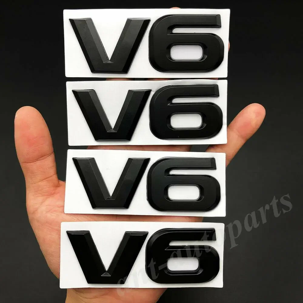 

4x Metal Black V6 Vntage Car Trunk Tailgate Rear Emblem Badge Decals Sticker