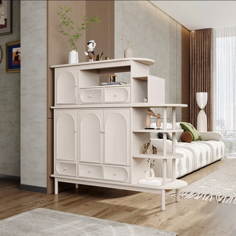 Style Hallway Entry Hall Curio Cabinet Cream Color Entrance Cabinet Living Room Entrance Double-Sided Screen Two-Side Cabinet