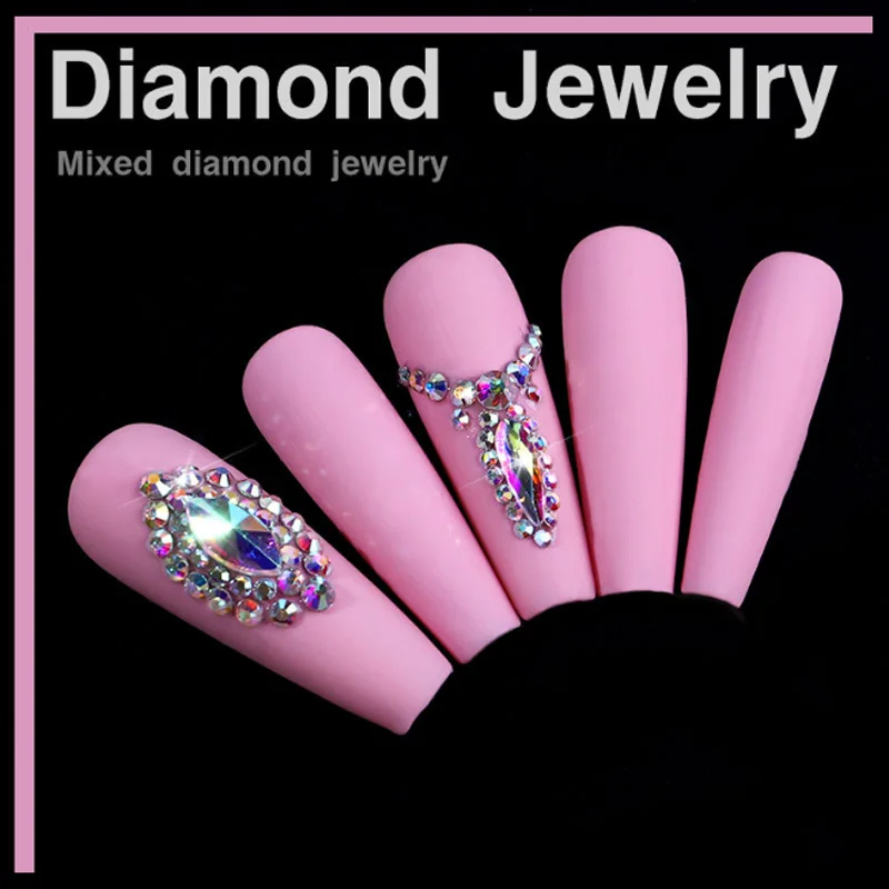 21-Gitter Nail Art Strass Dekoration DIY Maniküre Mixed Diamond Schmuckset Beauty Nail Art Tools Kreatives Nagelzubehör