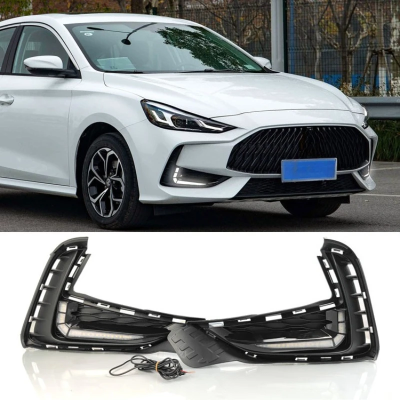 

For MG MG5 2021 2022 2023 2024 Car Led Daytime Running Light Front Bumper Fog Lamp DRL Yellow Dynamic Turn Signal Night Blue