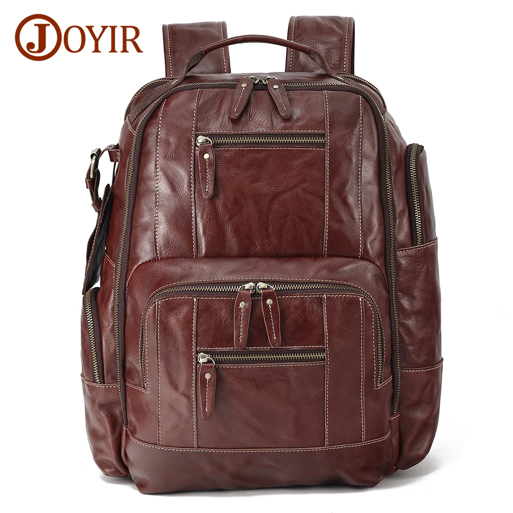 JOYIR Genuine Cowhide Leather Men Backpack Bag Vintage Shoulder Backpack 15.6