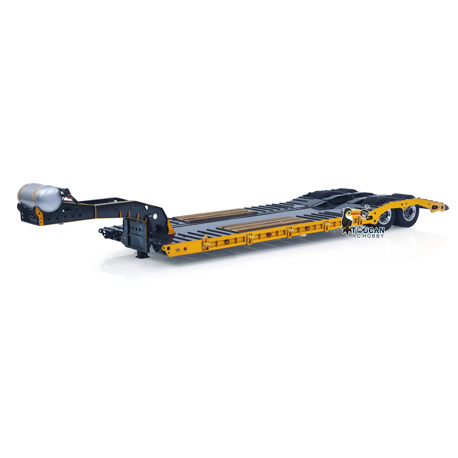 2 Axles 41.3Inches Long Extended Gooseneck Low Flatbed Trailer for 1/14 TAMIYA RC Tractor Truck Radio Control Digger Loader Toy