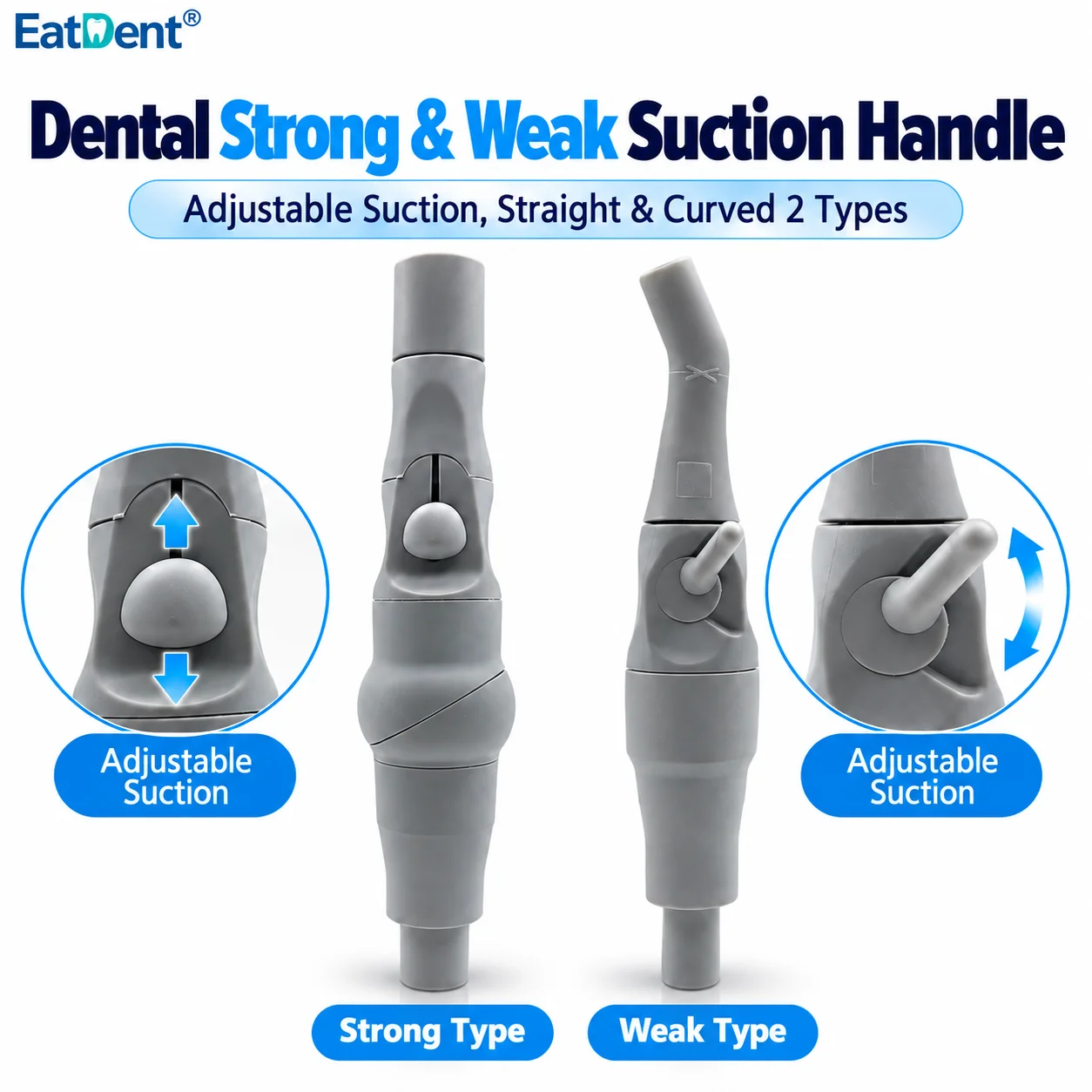 Dental Universal Saliva Swivel Sucker Suction Handle 17/15/11/8mm Connect Strong Weak Suction Autoclavable suction head tips