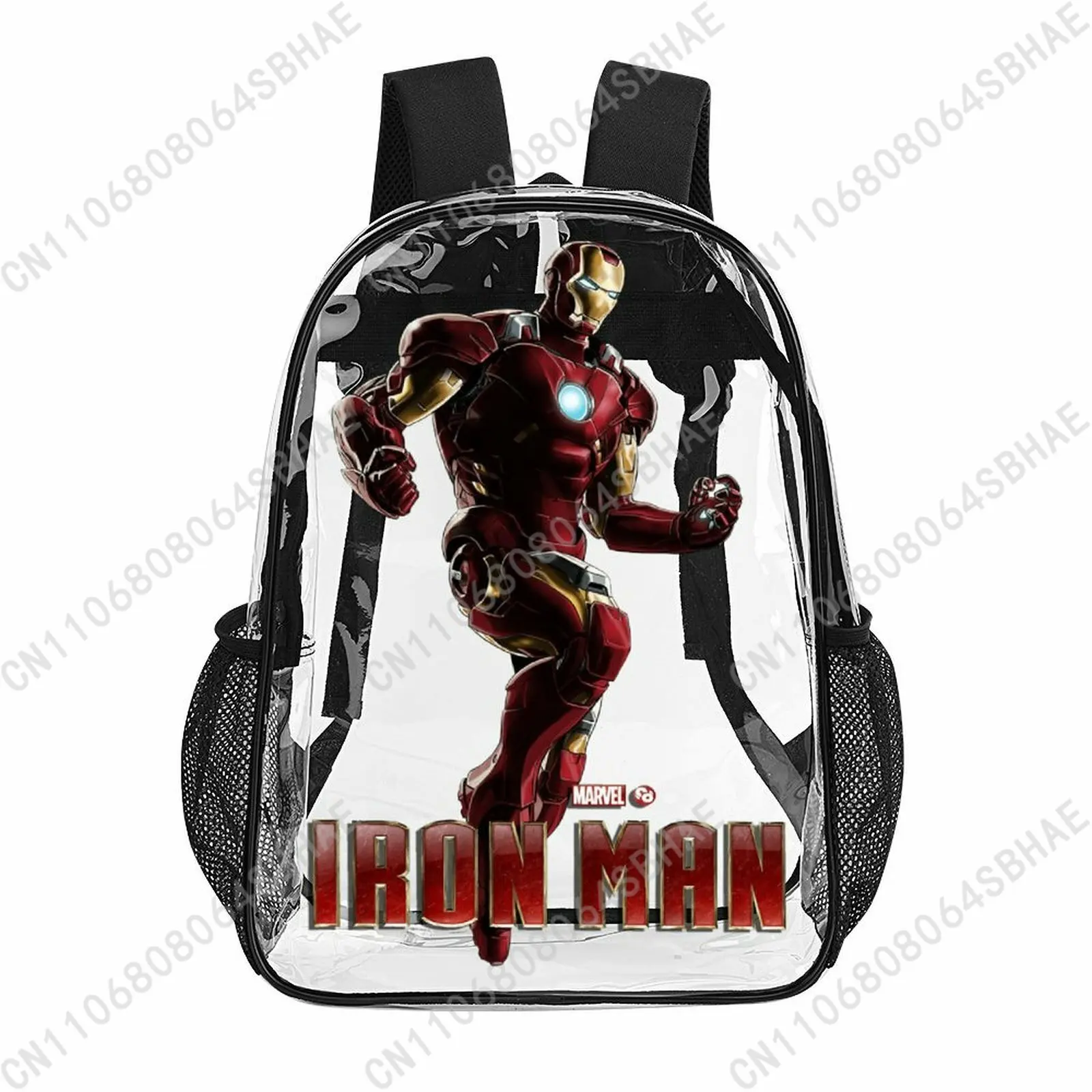 

Модный прозрачный рюкзак Marvel Iron Man 17 дюймов для мужчин, женщин и подростков, персонализированная прозрачная сумка из ПВХ, подарки, косплей