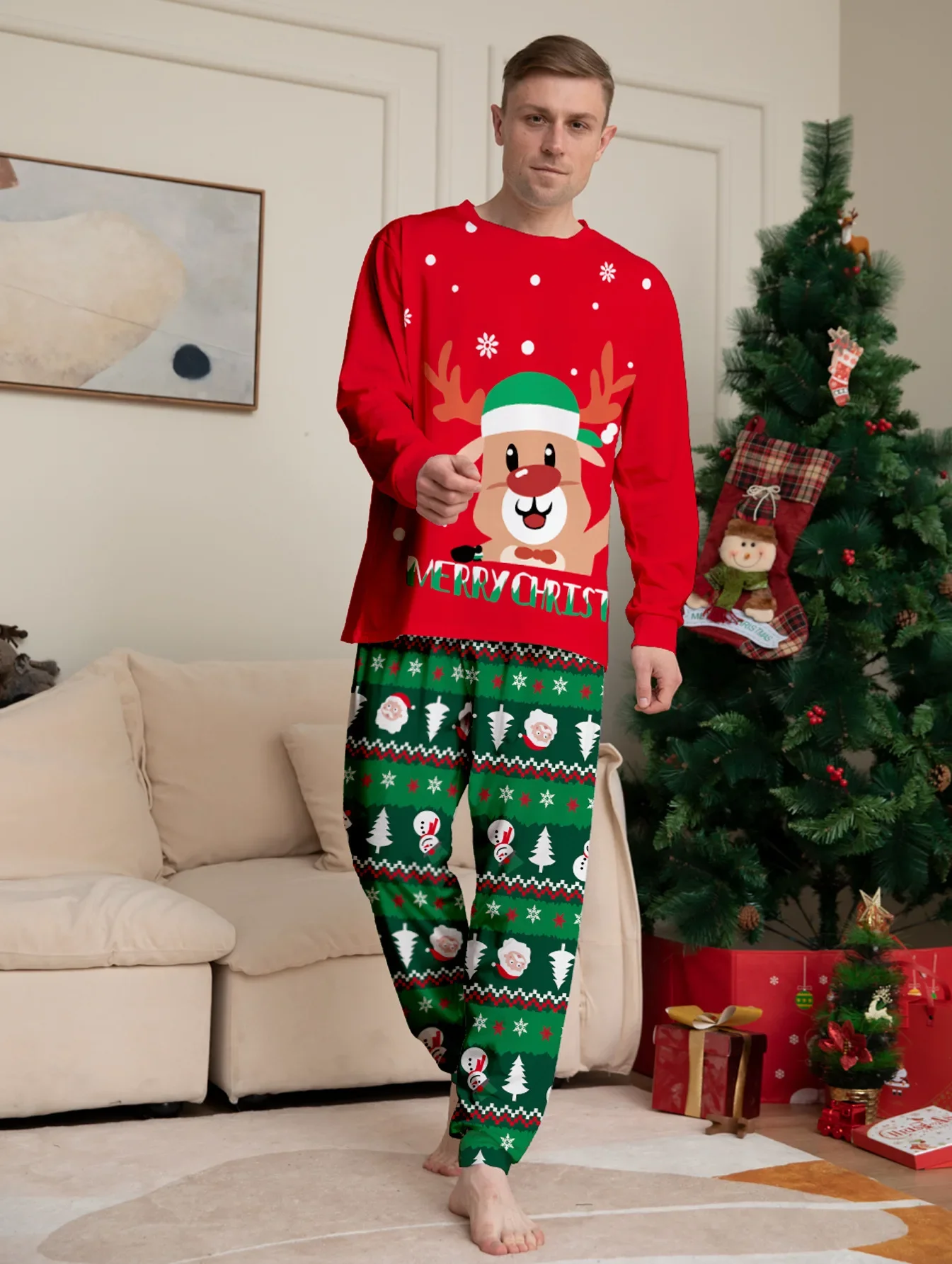 Christmas Pajamas Family Matching Outfits Mom Dad Kids 2 Piece Baby Romper Soft Sleepwear Xmas Family Look 2025 New Year Clothes