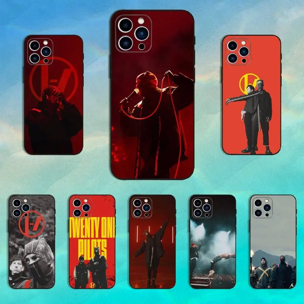 

T-Twenty Ones P-Pilots Band Phone Case For iPhone 16,15,14,13,12,11 Plus,Pro Max,XS,X,XR,SE,Mini,8,7,Soft Silicone Black Cover