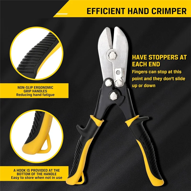 

AC23-5 Blade Sheet Metal Crimper, Hand Crimper For Ductwork, Downspout & Stove Pipe 9-1/2 Inch Duty Sheet Metal Crimping Tool