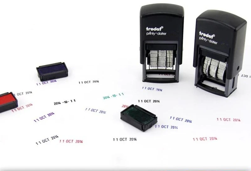 ختم التاريخ ذاتي الحبر على شكل إنجليزي لتصنيع المكاتب ومتجر السوبر ماركت والمدرسة طوابع التاريخ القابلة للتعديل yymmdd