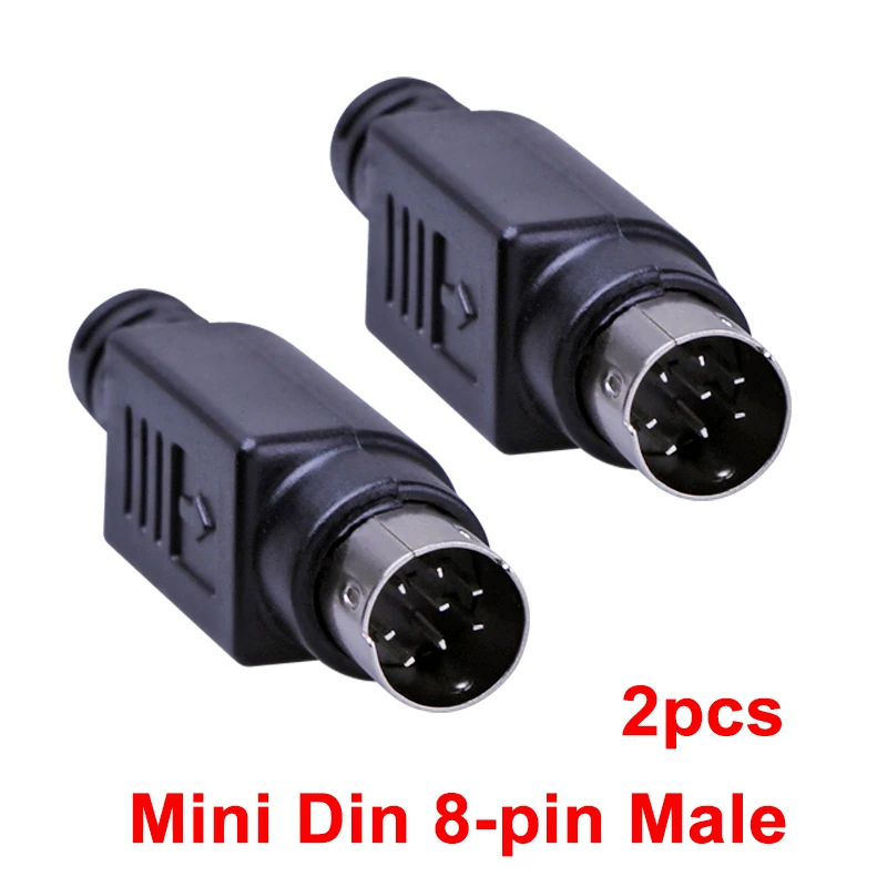 2pcs Mini Din 8 Pin Male Plug Adapter PLC 8 Pin Male Plug Connector For Soldering Cables DIY S Terminal MD8 Plug Black NEW