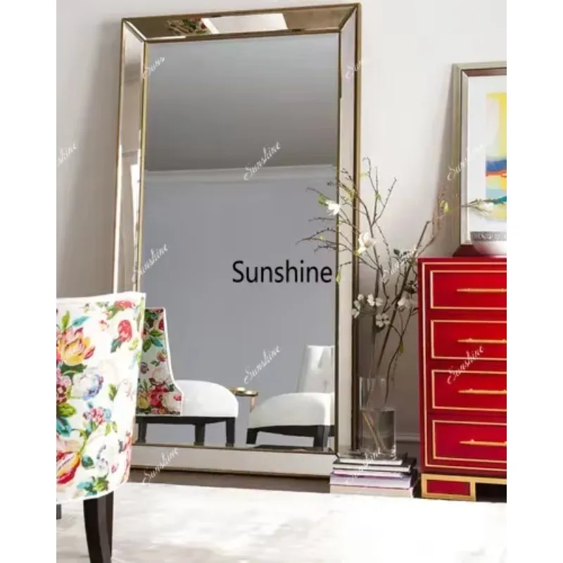 Full Length French Style Mirror Decoration Wall Living Room Aesthetic Mirror Luxury Vintage Floor Standing Espelho Accessories T