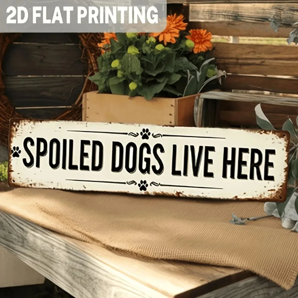 placa-de-aluminio-plana-2d-personalizavel-'caes-mimados-vivem-aqui'-4x16-polegadas-decoracao-de-parede-estilo-fazenda-uso-decorativo-exclusivo