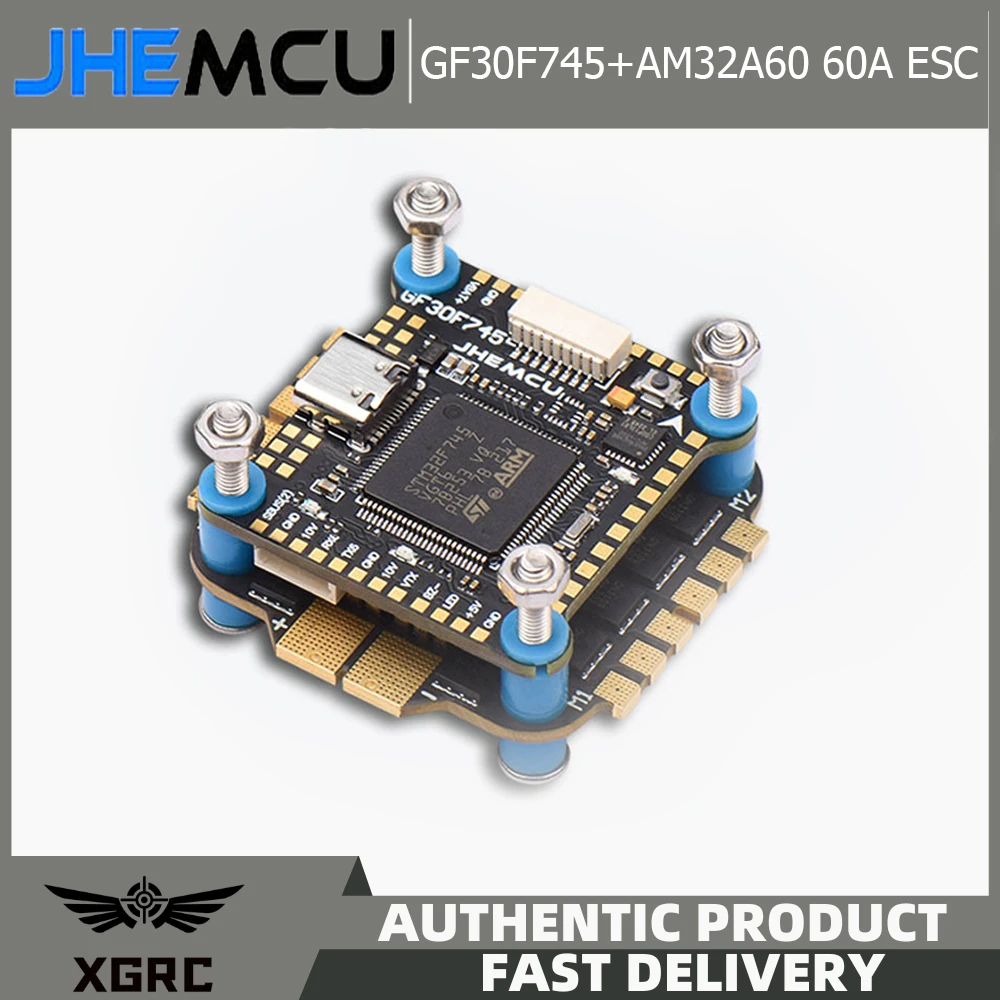 

JHEMCU F745 Flight Controller Stack GF30F745-ICM Flight Controller BLHELI_32 45A / 60A 4in1 ESC 3-6S 30X30mm for RC FPV Drone