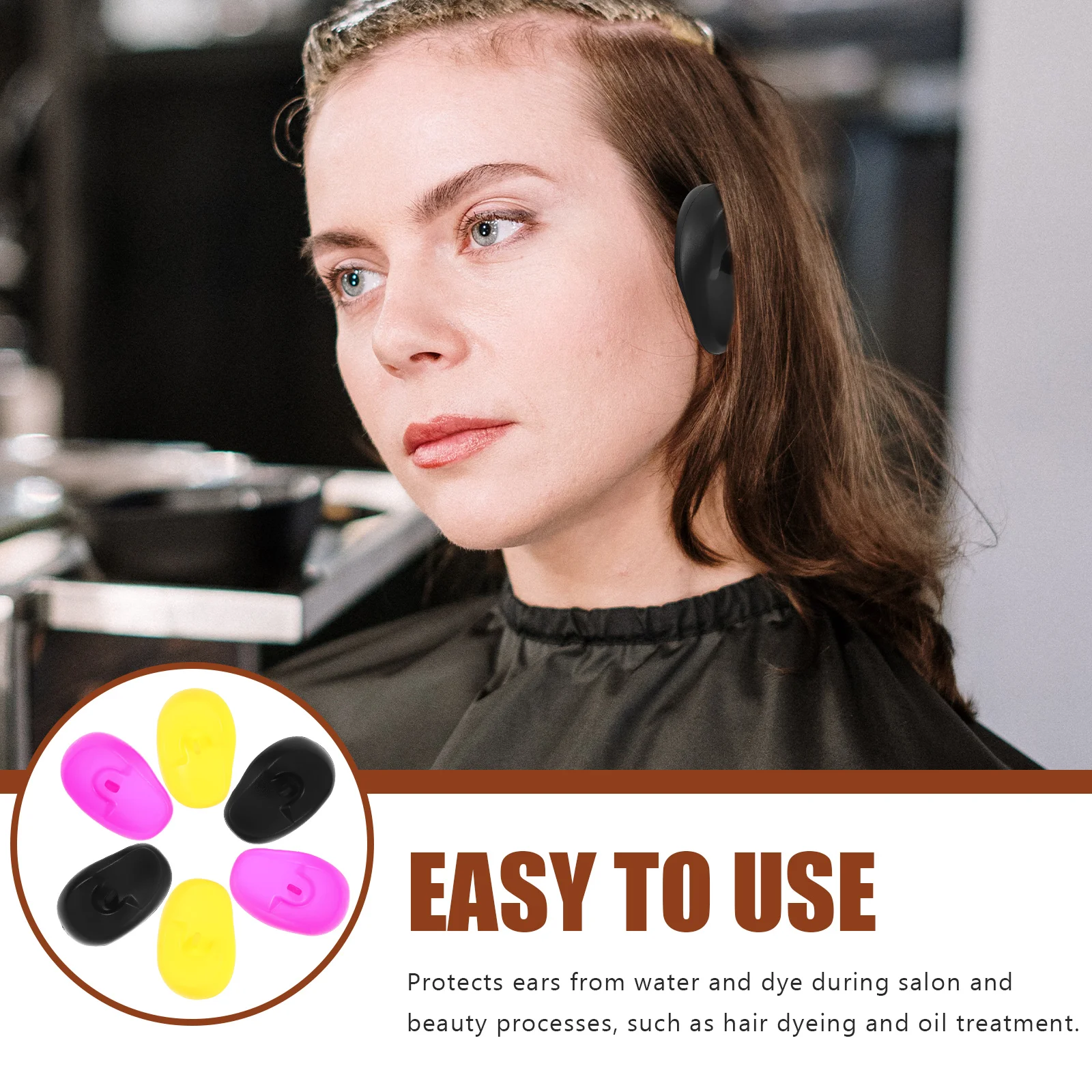 

3 Pairs Anti-dyed Ear Sleeves Silicone Protectors for Hair Coloring Dyeing Oil Treatment Waterproof Reusable Covers