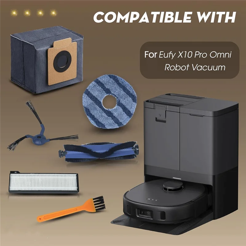 BAAO-15PCS acessórios de substituição para eufy x10 pro omni aspirador acessório rolo escova lateral filtro mop almofadas sacos pó